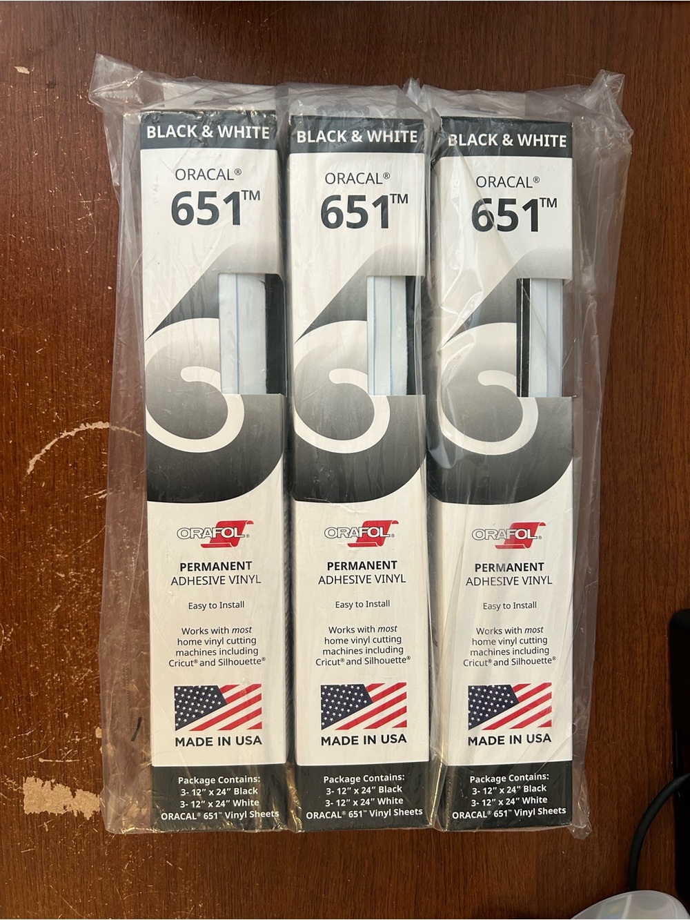ORACAL Black & White Adhesive Vinyl Sheets 12”x12” Lot of 3 Boxes
